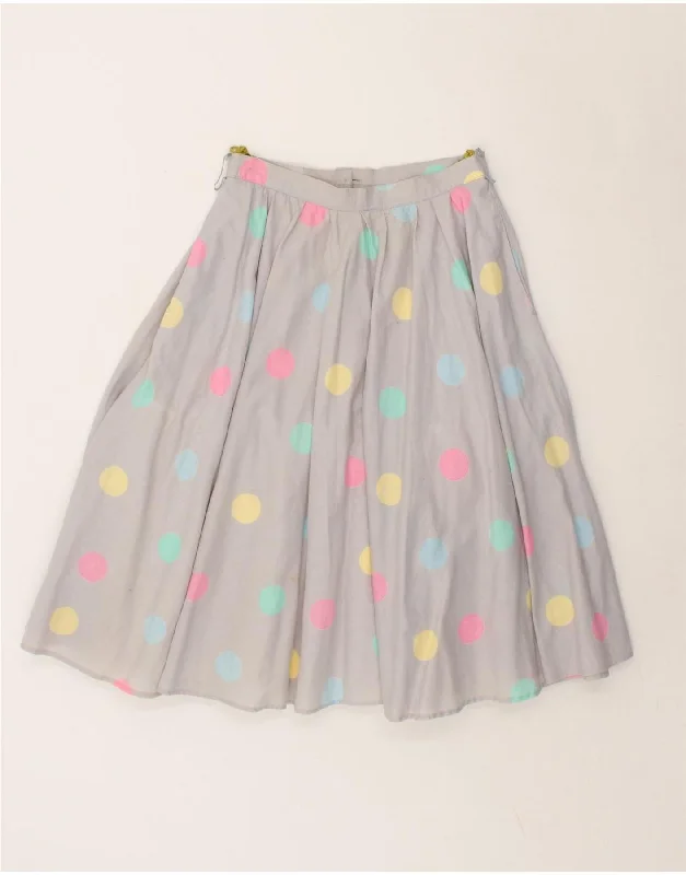 VINTAGE Womens High Waist Flared Skirt IT 38 W24 Grey Polka Dot Cotton wool skirt warm VINTAGE Womens High Waist Flared Skirt IT 38 W24 Grey Polka Dot Cotton wool skirt warm