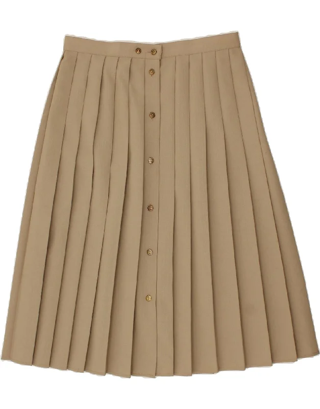 VINTAGE Womens Knife Pleated Skirt UK 18 XL W34 Beige Polyester leather skirt refined VINTAGE Womens Knife Pleated Skirt UK 18 XL W34 Beige Polyester leather skirt refined