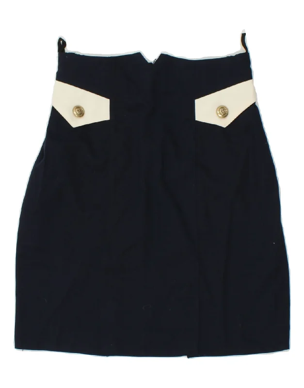 VINTAGE Womens Straight Skirt Small W28 Navy Blue Colourblock Viscose linen skirt natural VINTAGE Womens Straight Skirt Small W28 Navy Blue Colourblock Viscose linen skirt natural