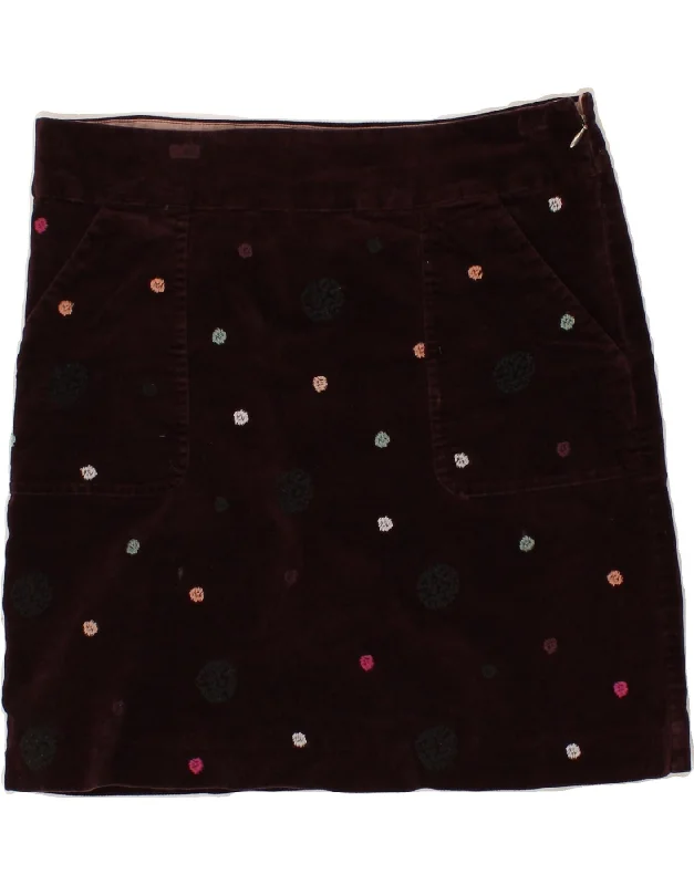 WHITE STUFF Womens Straight Skirt UK 10 Small W32 Burgundy Cotton belted skirt waist WHITE STUFF Womens Straight Skirt UK 10 Small W32 Burgundy Cotton belted skirt waist