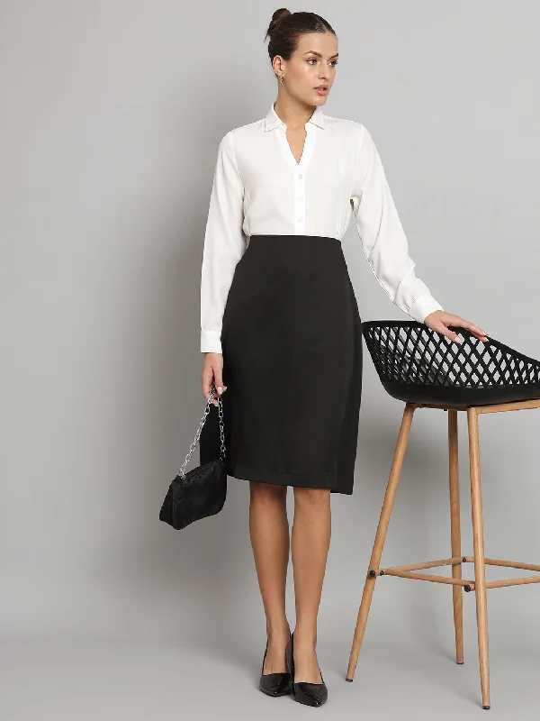 A-Line Moss Skirt- Black wool skirt thick