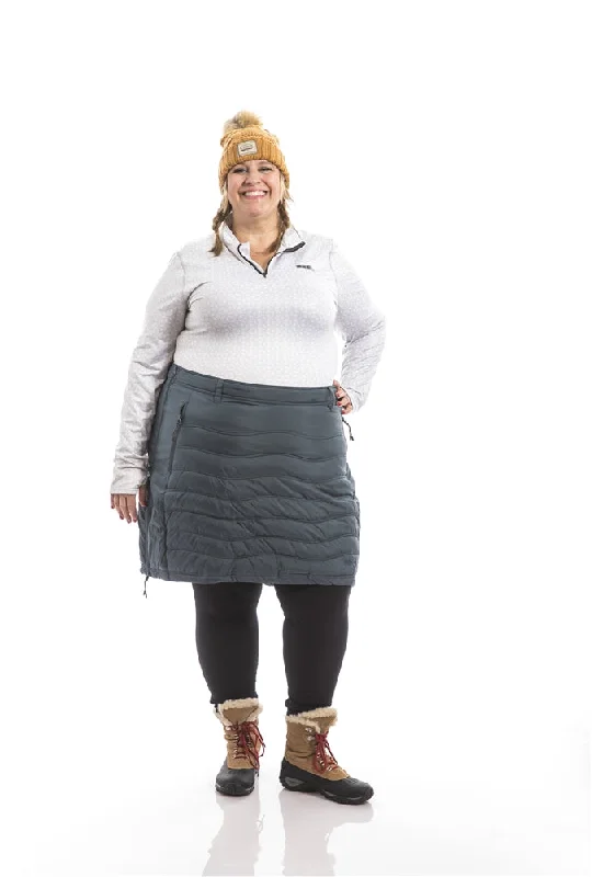 Bergen Mid Length Plus Size Skirt | Blue Gray ribbed skirt waist