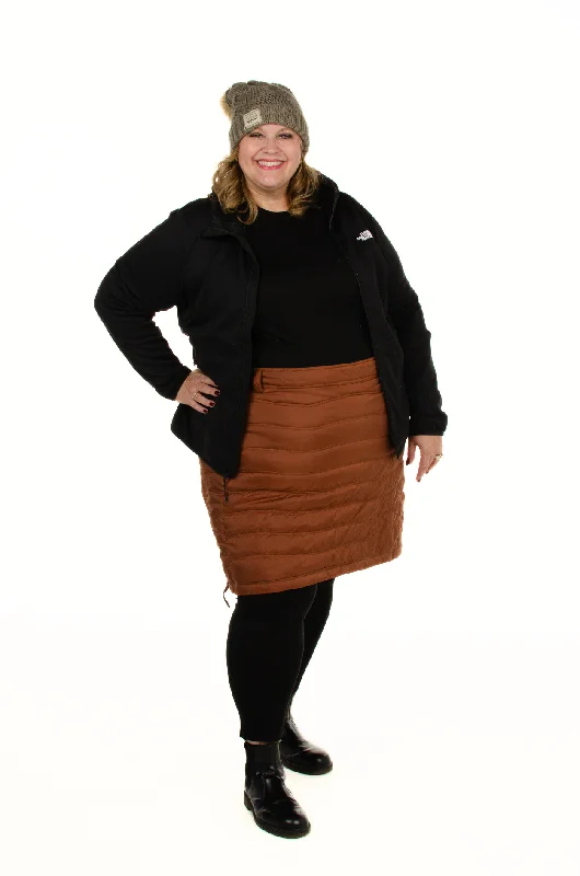 Bergen Mid Length Plus Size Skirt | Rust elastic waist skirt