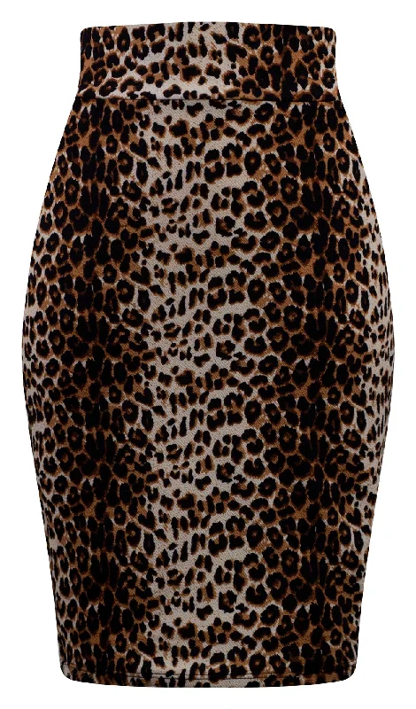 Bombshell Leopard Print Pencil Skirt linen skirt light