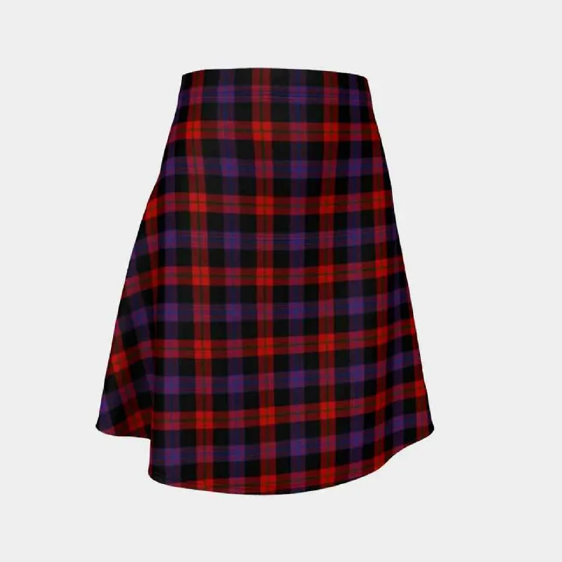 Brown Modern Tartan Flared Skirt tiered skirt playful