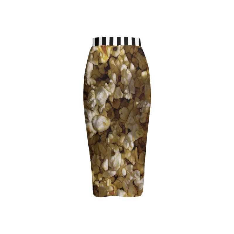 Buttered Popcorn Women's Back Split Pencil Skirt-Heavy Knit modal blend skirt