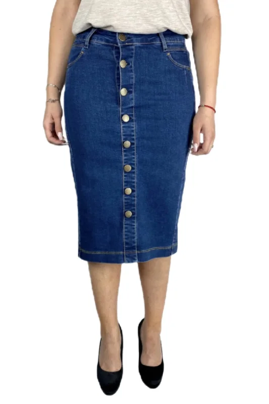 Denim Button Skirt 214-53F silk skirt luxurious