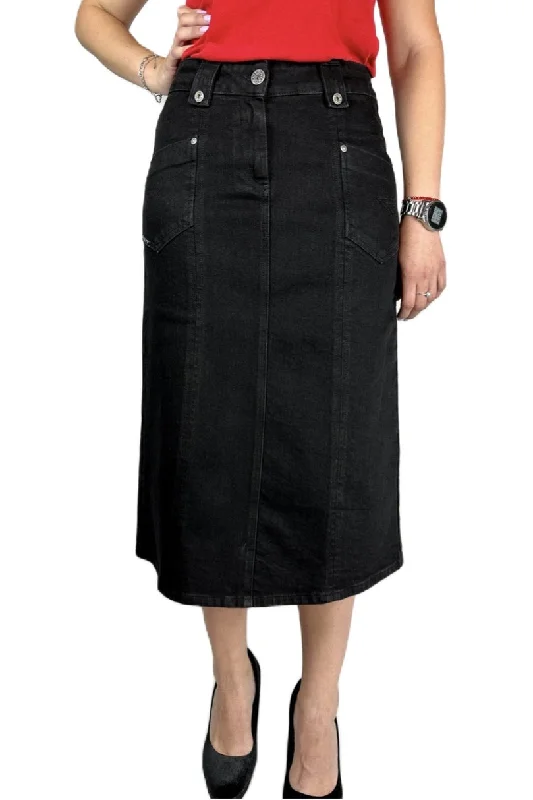 Denim Mid-Length Skirt 221-609D lace skirt intricate