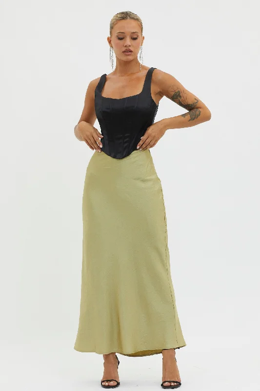 Guiding Light Midi Skirt Light Green tiered skirt playful