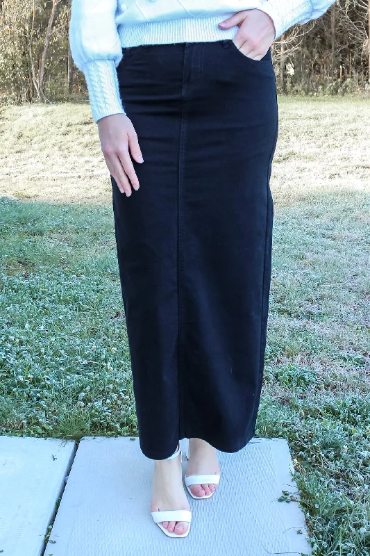 Stella Ebony Long Denim Maxi Skirt (FINAL SALE) wool skirt warm