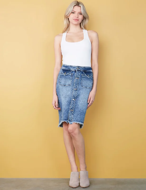 Hampton Denim Skirt midi skirt versatile