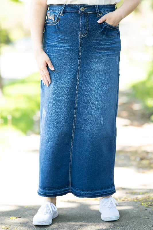 Hannah Indigo Wash Denim Skirt (FINAL SALE) spandex blend skirt