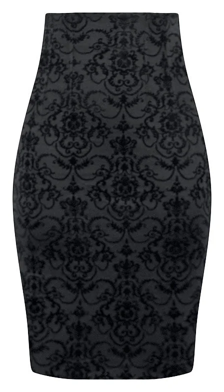 High Waist Damask Pencil Skirt tiered skirt playful