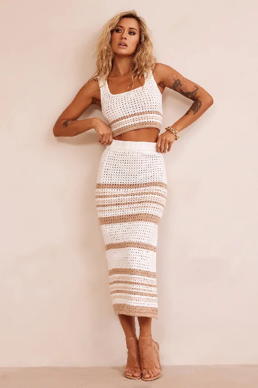 In The Groove Midi Skirt - Beige seamless skirt comfort