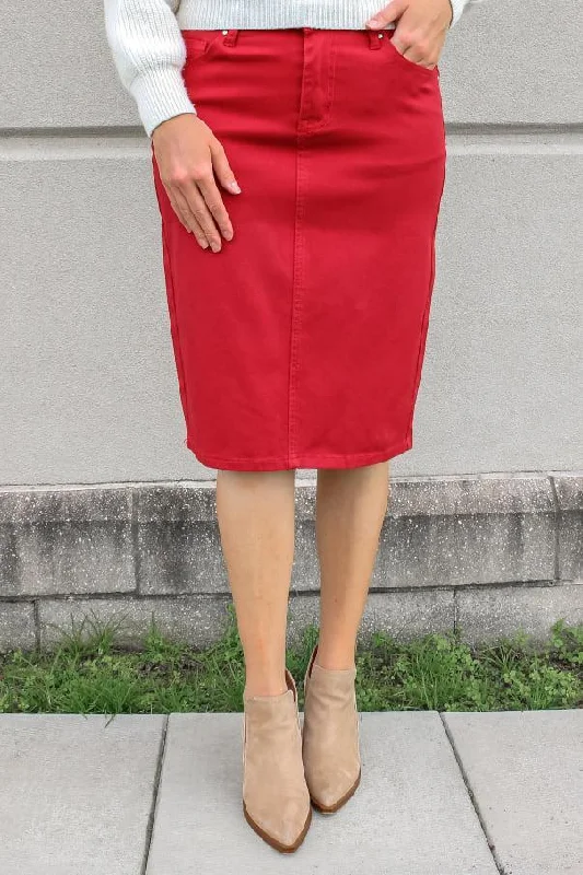 JDA Cherry Red Denim Skirt (FINAL SALE) corduroy skirt durable