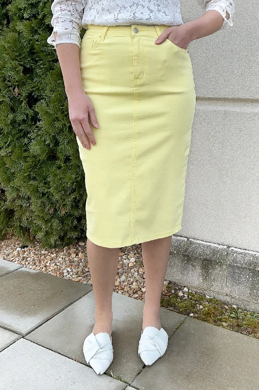 JDA Pastel Yellow Denim Skirt (FINAL SALE) velvet skirt sumptuous