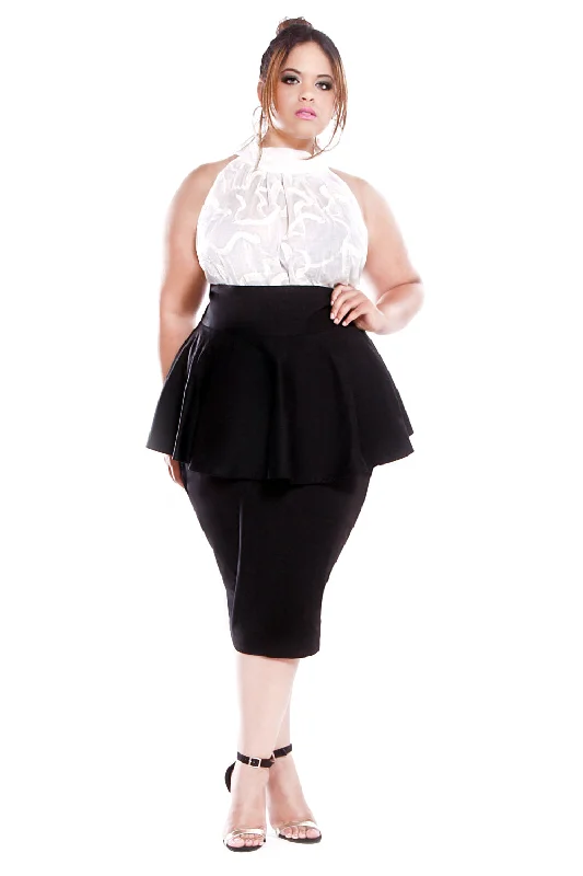 High Waist Peplum Pencil Skirt- JIBRI vintage skirt charm