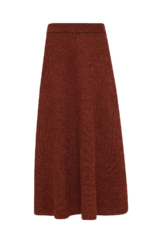 Joseph Linen Cardigan Stitch Knit Skirt - Chestnut lace skirt delicate