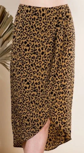 Leopard Print Sarong Style Skirt leather skirt modern