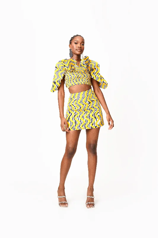 LILY African Print Mini Skirt asymmetrical skirt cut