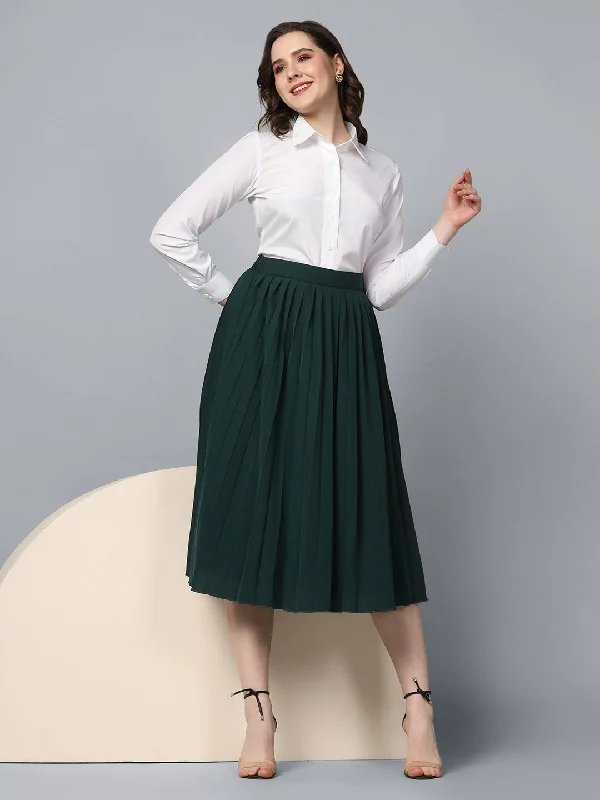 Pleated skirt- Bottle green cashmere skirt fine