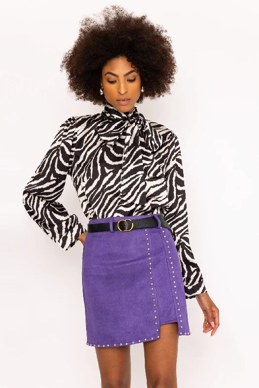 Purple Studded Suede Mini Skirt leather skirt durable