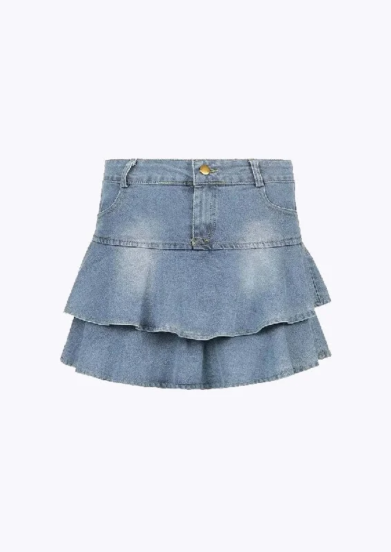 Ruffle Denim Mini Skirt leather skirt bold