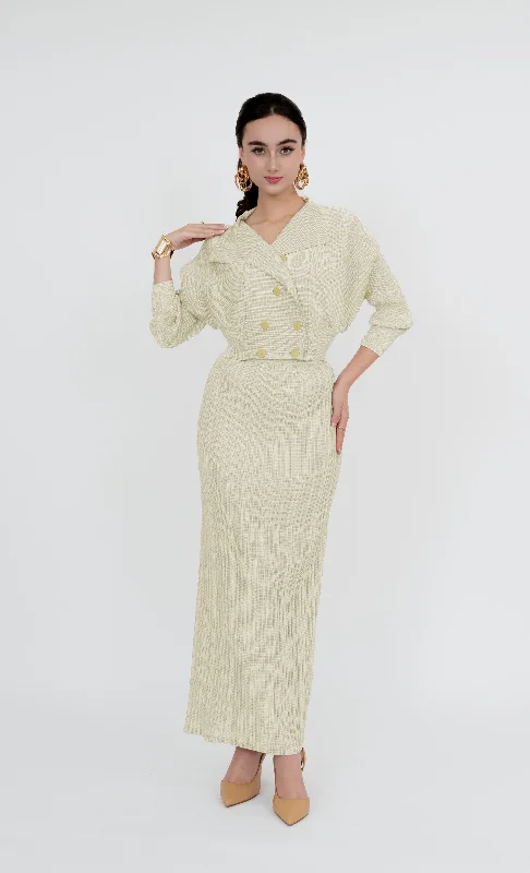 TTDI Skirt in Pale Yellow ribbed skirt waist