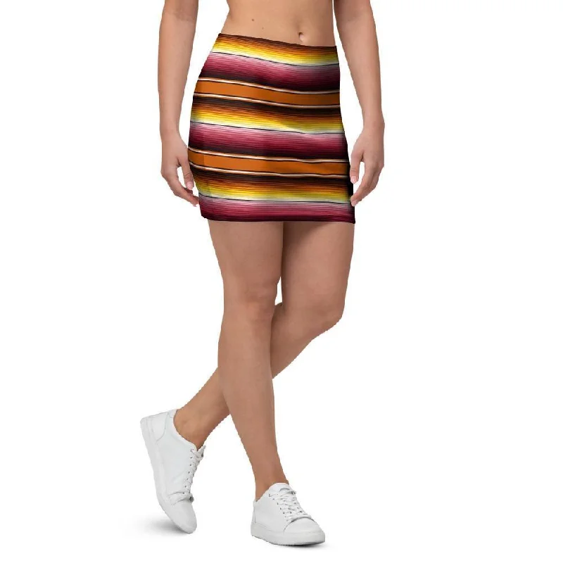 Yellow Mexican Baja Mini Skirt elastic waist skirt