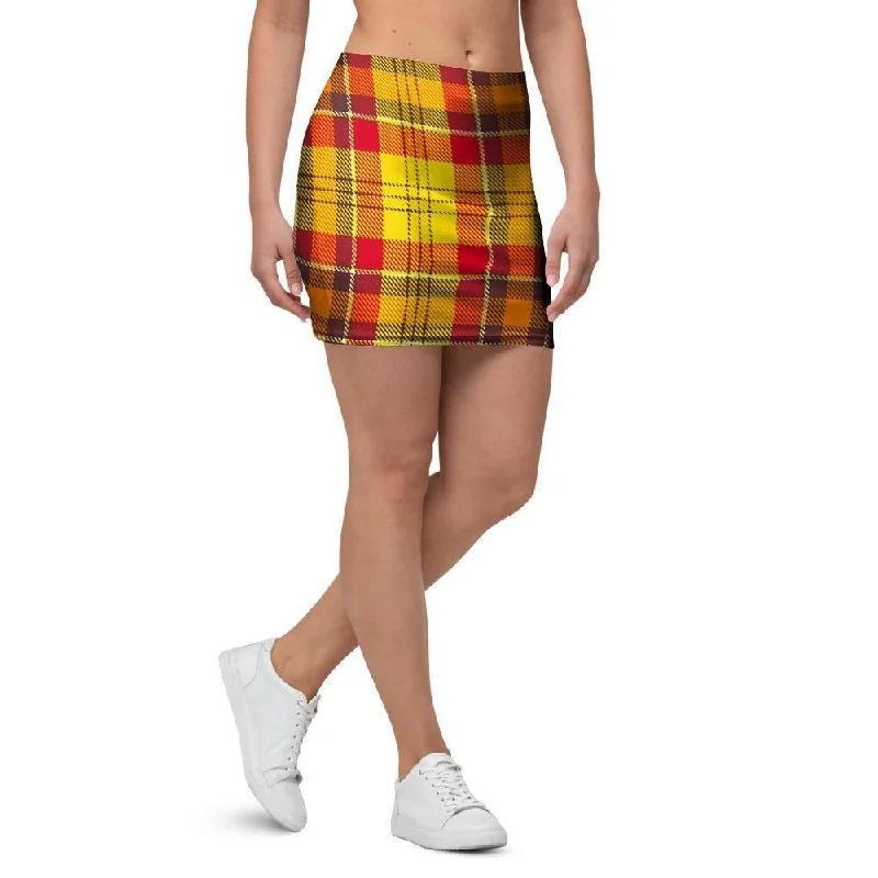 Yellow Plaid Tartan Mini Skirt leather skirt bold