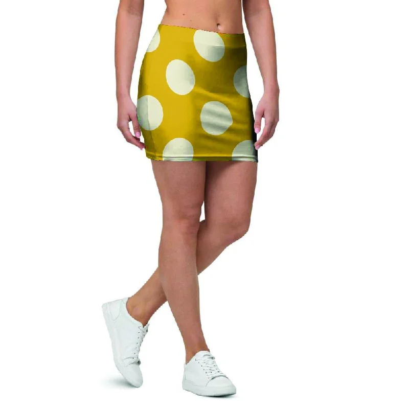 Yellow Polka Dot Mini Skirt lace skirt intricate